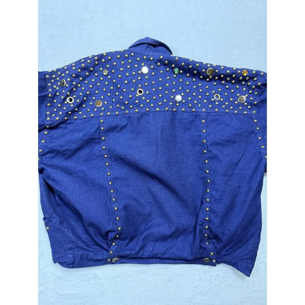 G.A.R. Exclusive Designs VTG Women's Sm. Blue Studded Denim Jacket Vintage 80s